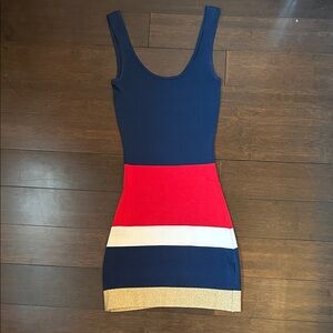 Guess by Marciano Colorblock Mini Dress - Blue, Red, White, Gold